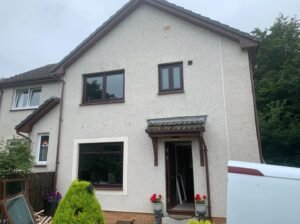 dark oak upvc windows installed in motherwell by mg double glazing